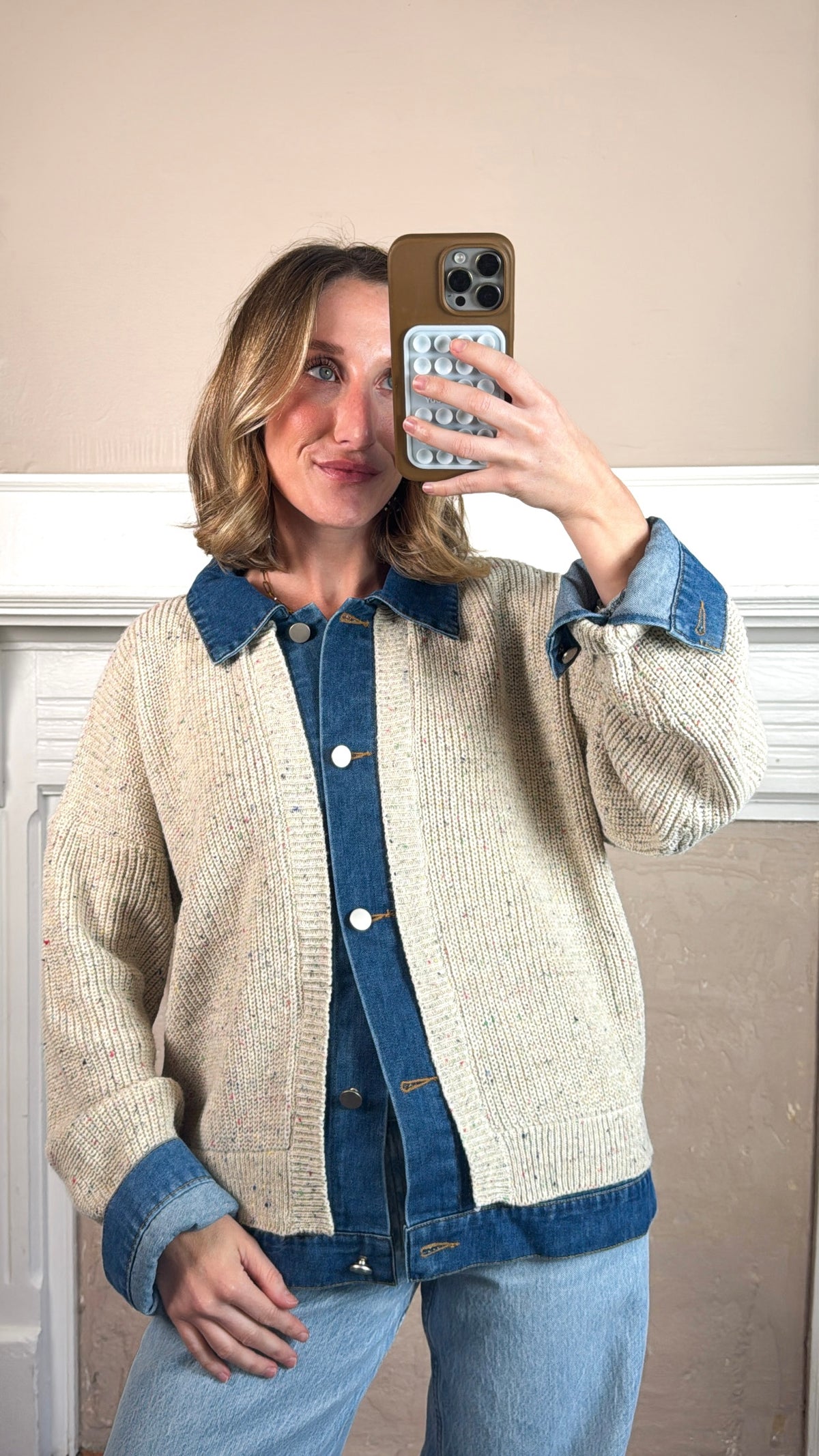 Oatmeal Denim Cardigan