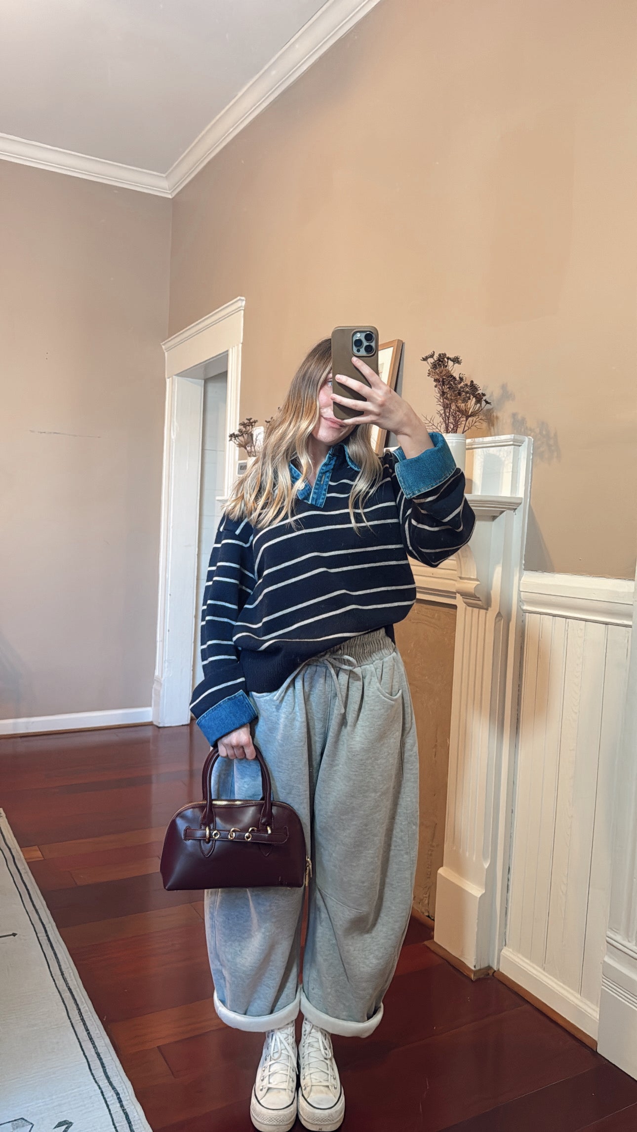 Emely Contrast Knit Top - Striped