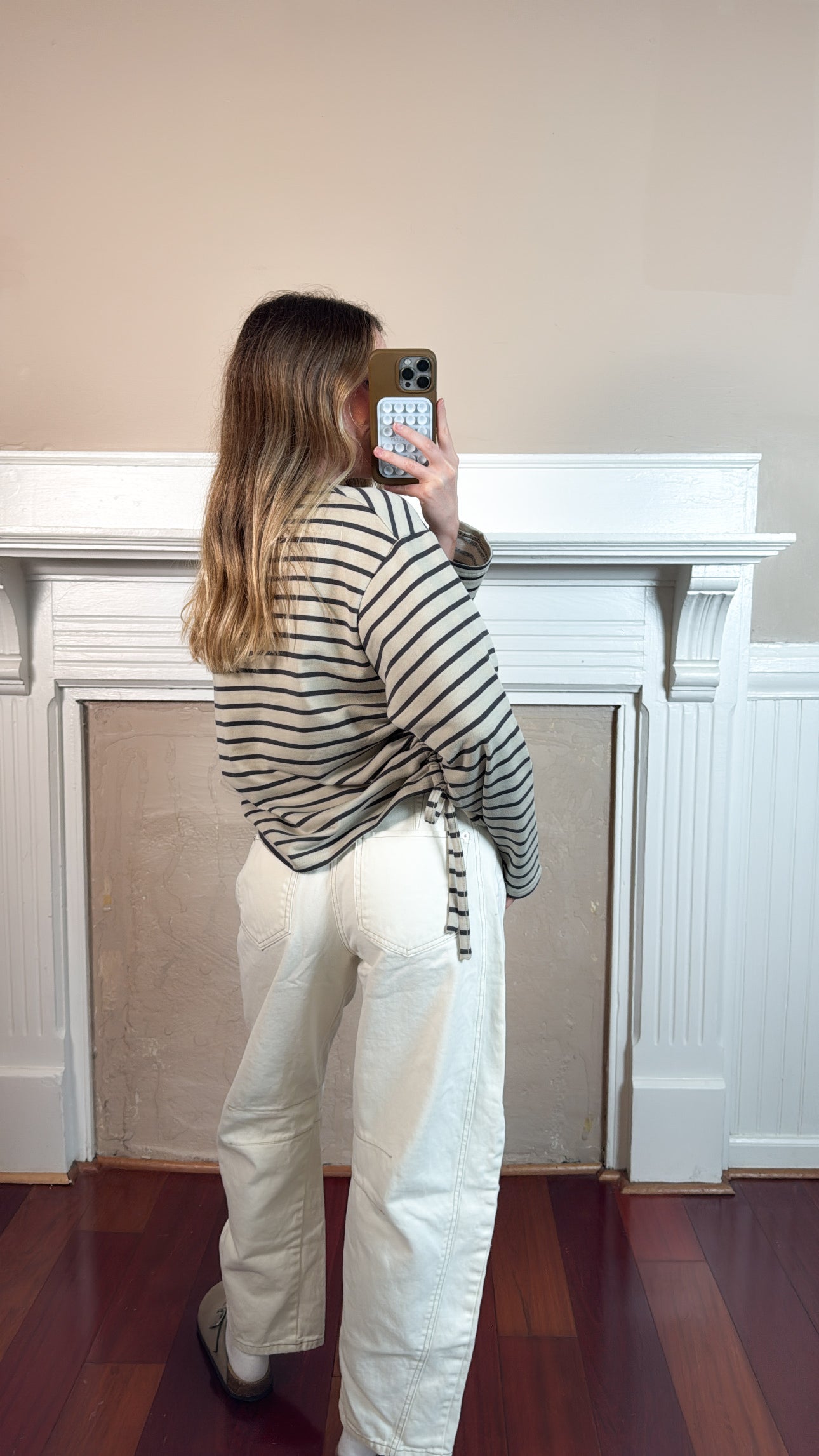 Stripe Side Tie Crewneck