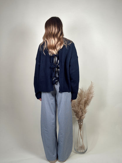Navy Gingham Pants