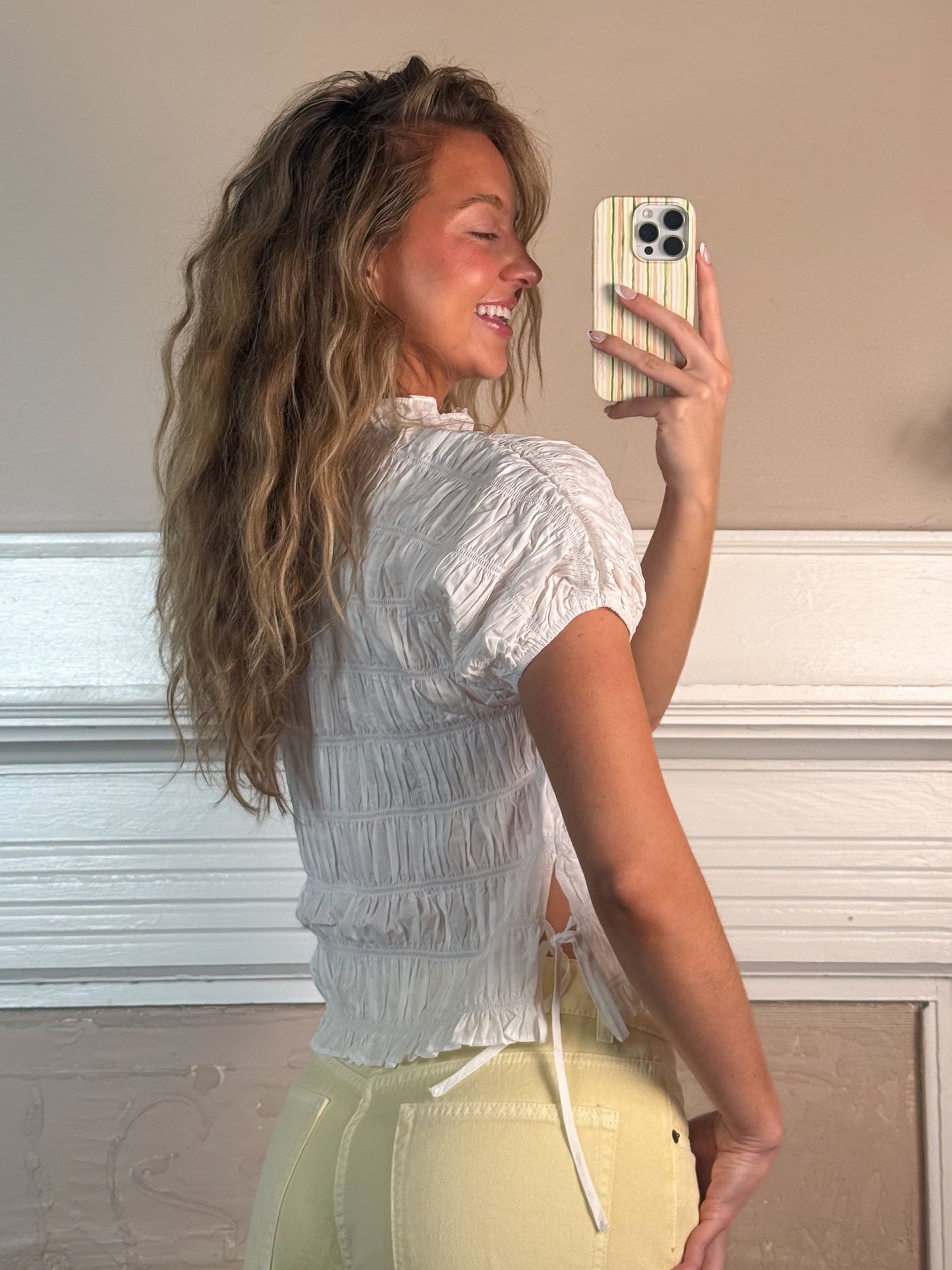 Shirring Ruffle Top
