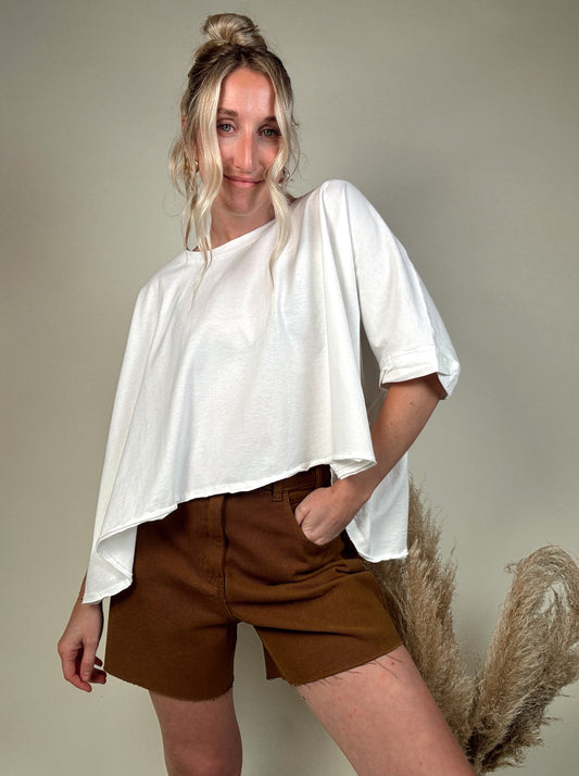 Washed Oversized Top - White