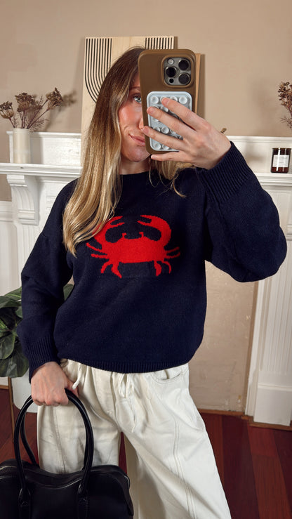 Crab Knit Sweater - Navy