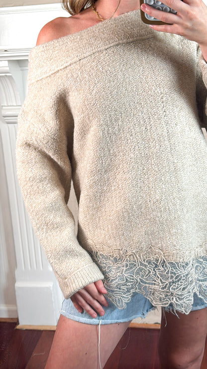 Susie Off The Shoulder Lace Sweater