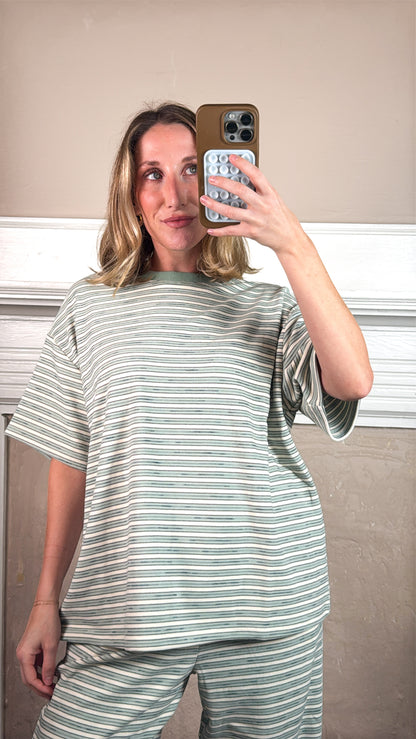 Mint Chip Striped Top