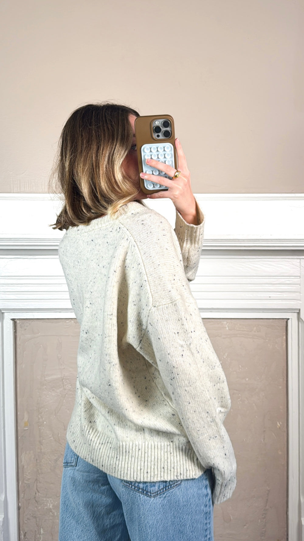 Honey Slouchy Henley Sweater