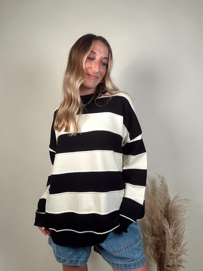 Clermont Striped Pullover - Black