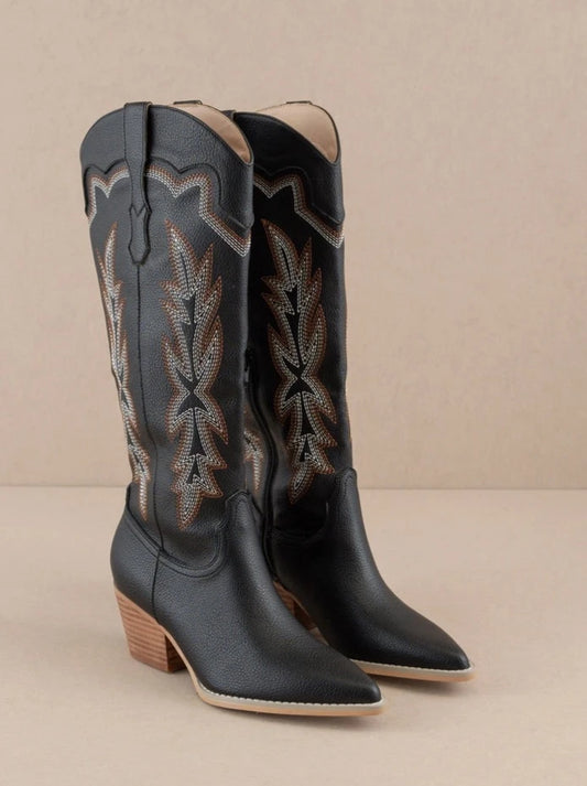 Ansley Black Western Cowboy Boot
