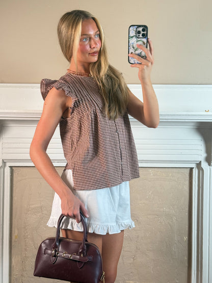 Clara Ruffle Sleeve Gingham Top