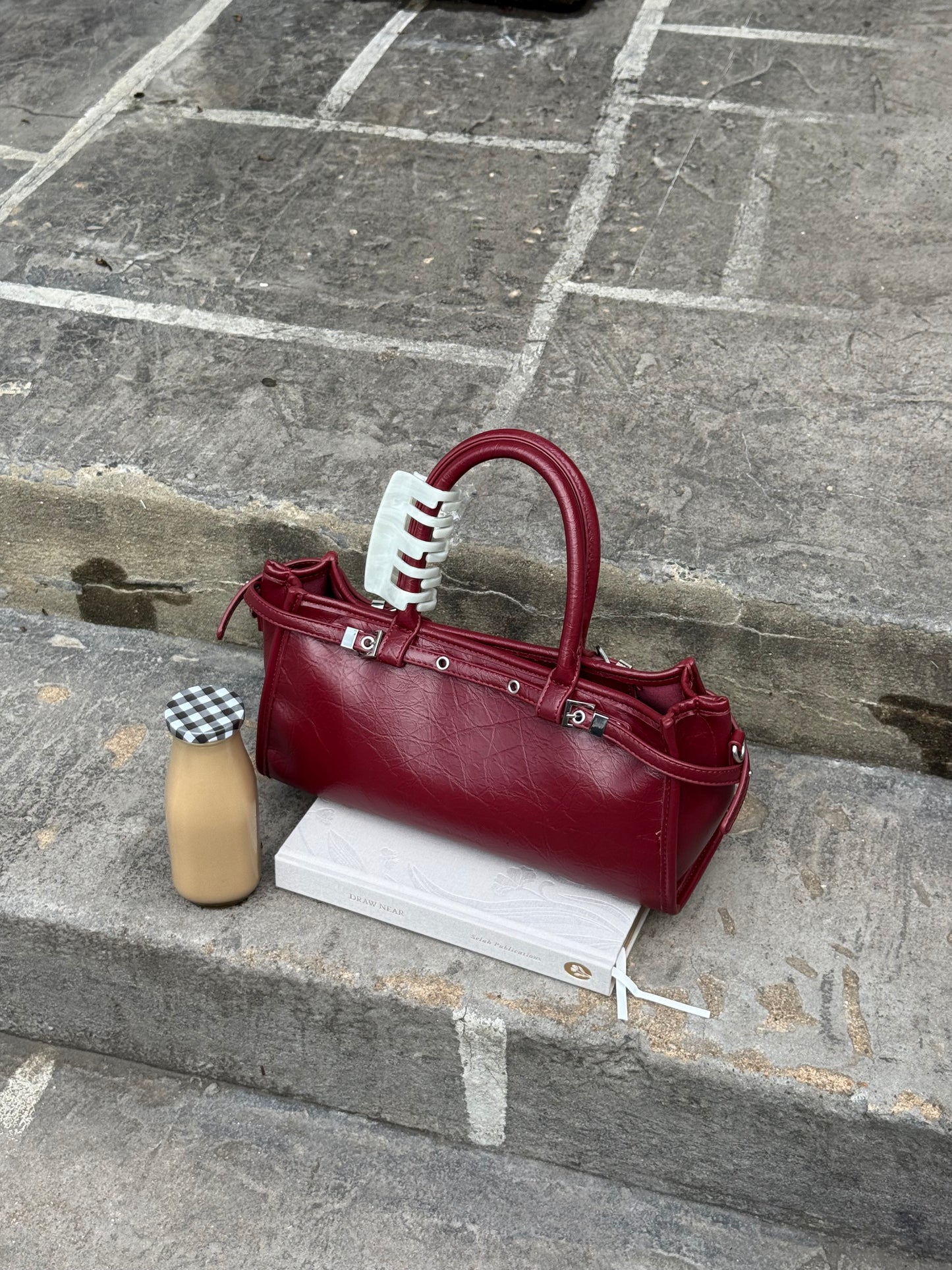 Rhonda Burgundy Top Handle Bag