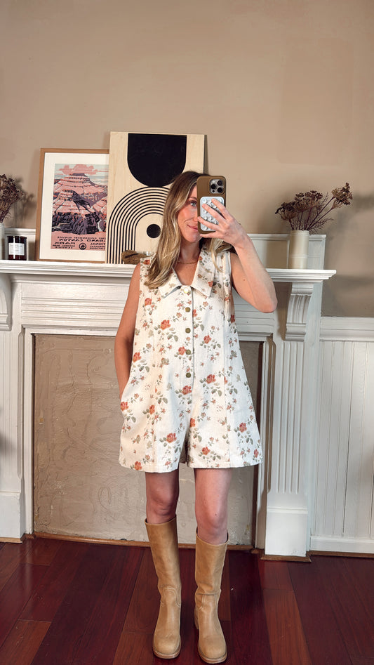 Vintage Floral Button Down Romper