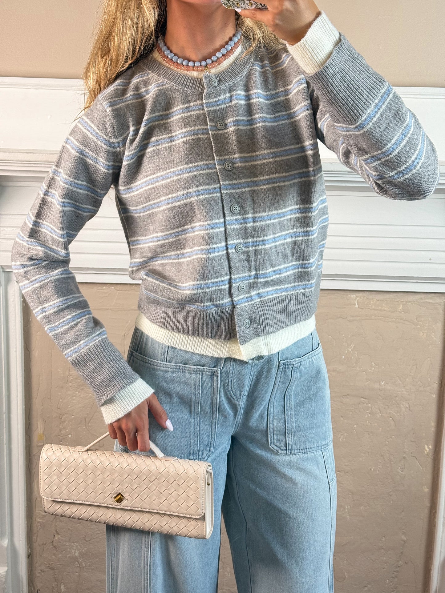 Layer Button Up Cardigan - Heather Grey