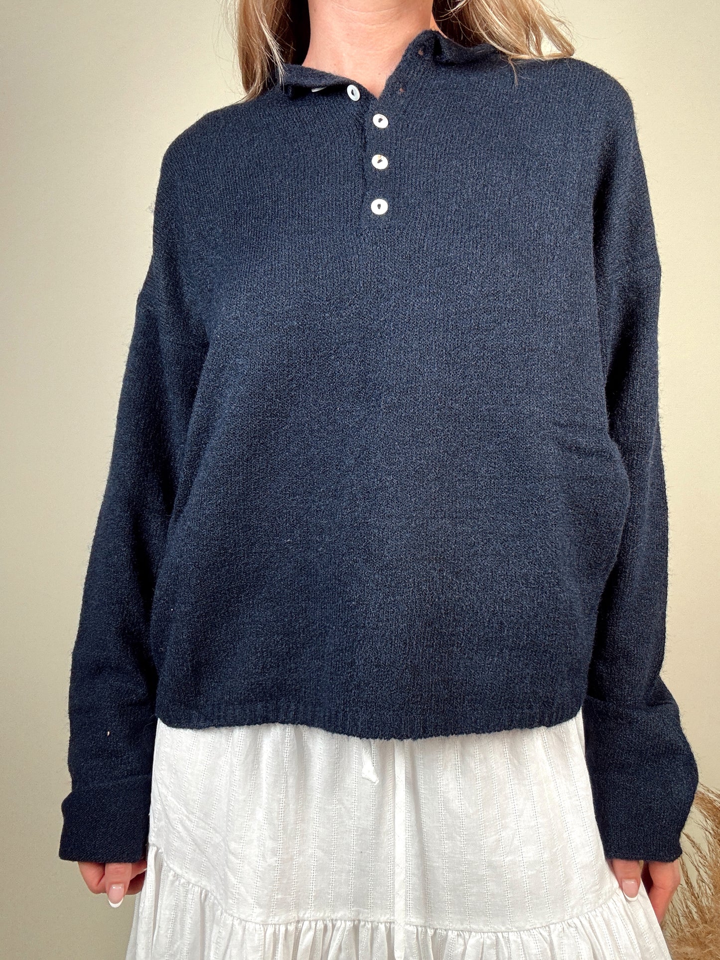 Nola Henley Pullover - Navy Blue