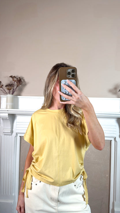 Side Scrunch Tee - Mustard Yellow