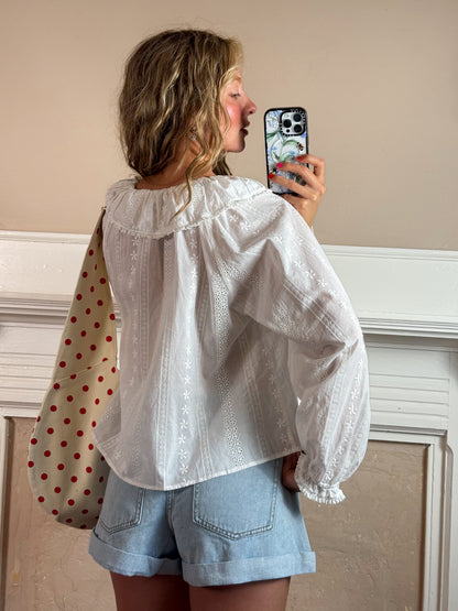 Eyelet Embroidered Long Sleeve Blouse