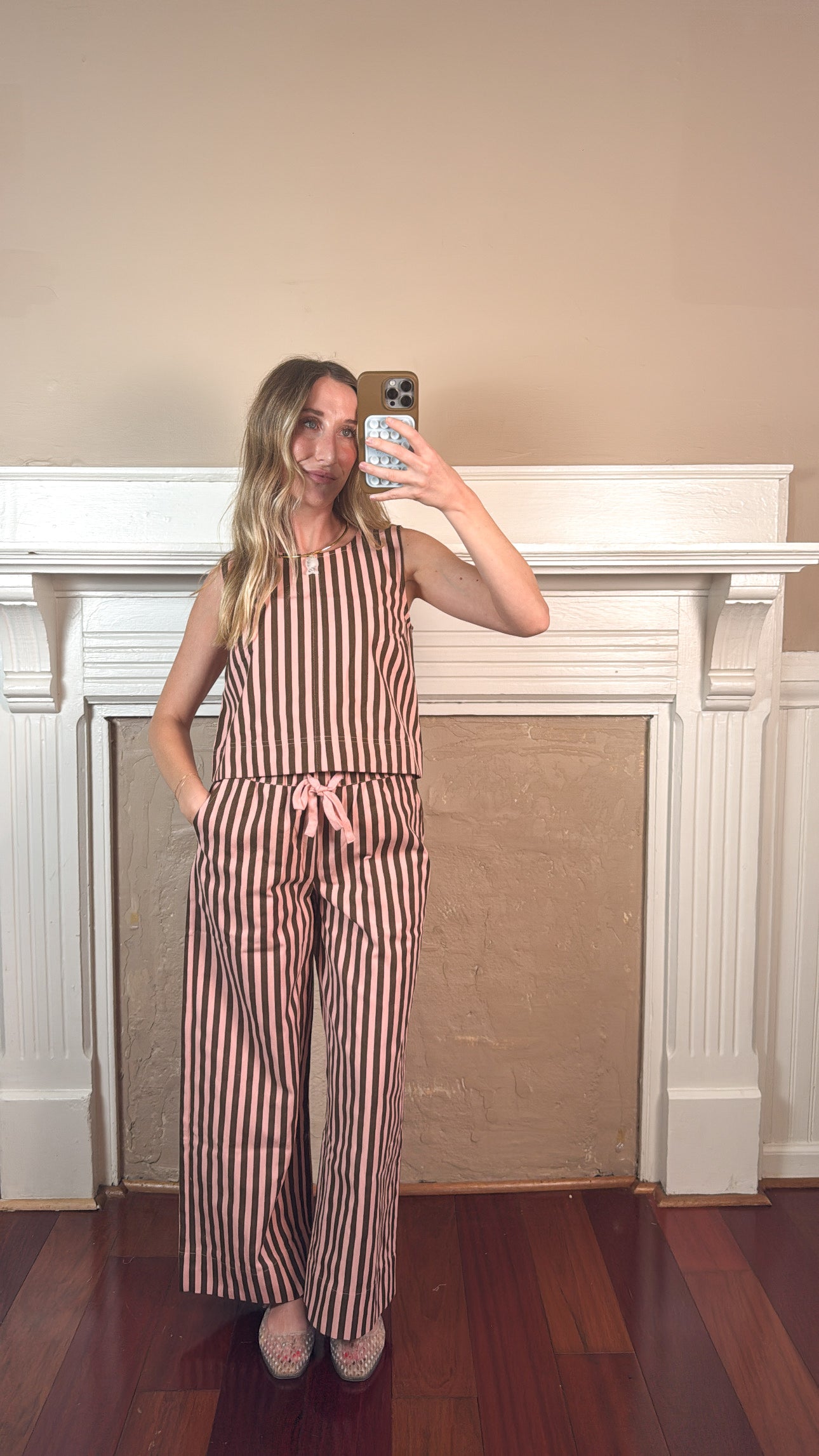 Kenny Striped Top and Pants Set - Pink