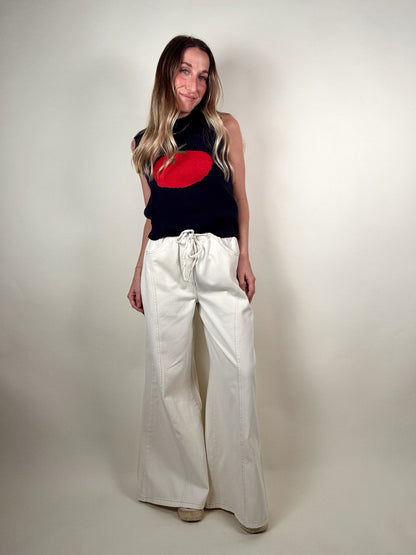 Jude Wide Leg Pants - Ecru