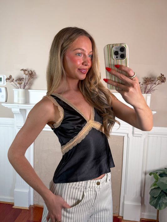 My Darling Contrast Lace Trim Top
