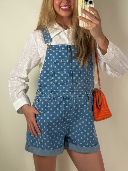 Polka Dot Denim Overalls
