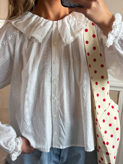 Eyelet Embroidered Long Sleeve Blouse