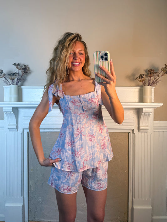 Floral Top and Shorts Set