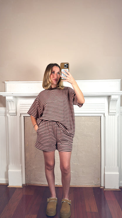 Raspberry Chocolate Striped Shorts