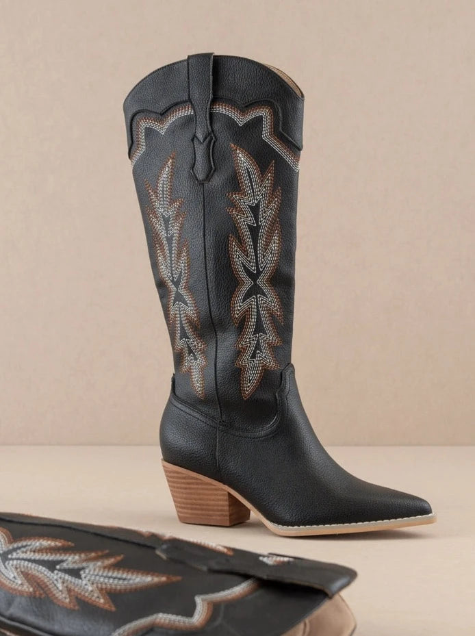 Ansley Black Western Cowboy Boot