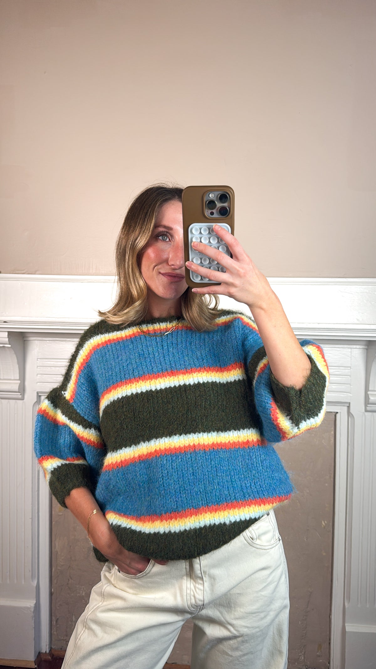 Multi Color Elbow Sleeve Striped Sweater - PREORDER END OF NOVEMBER