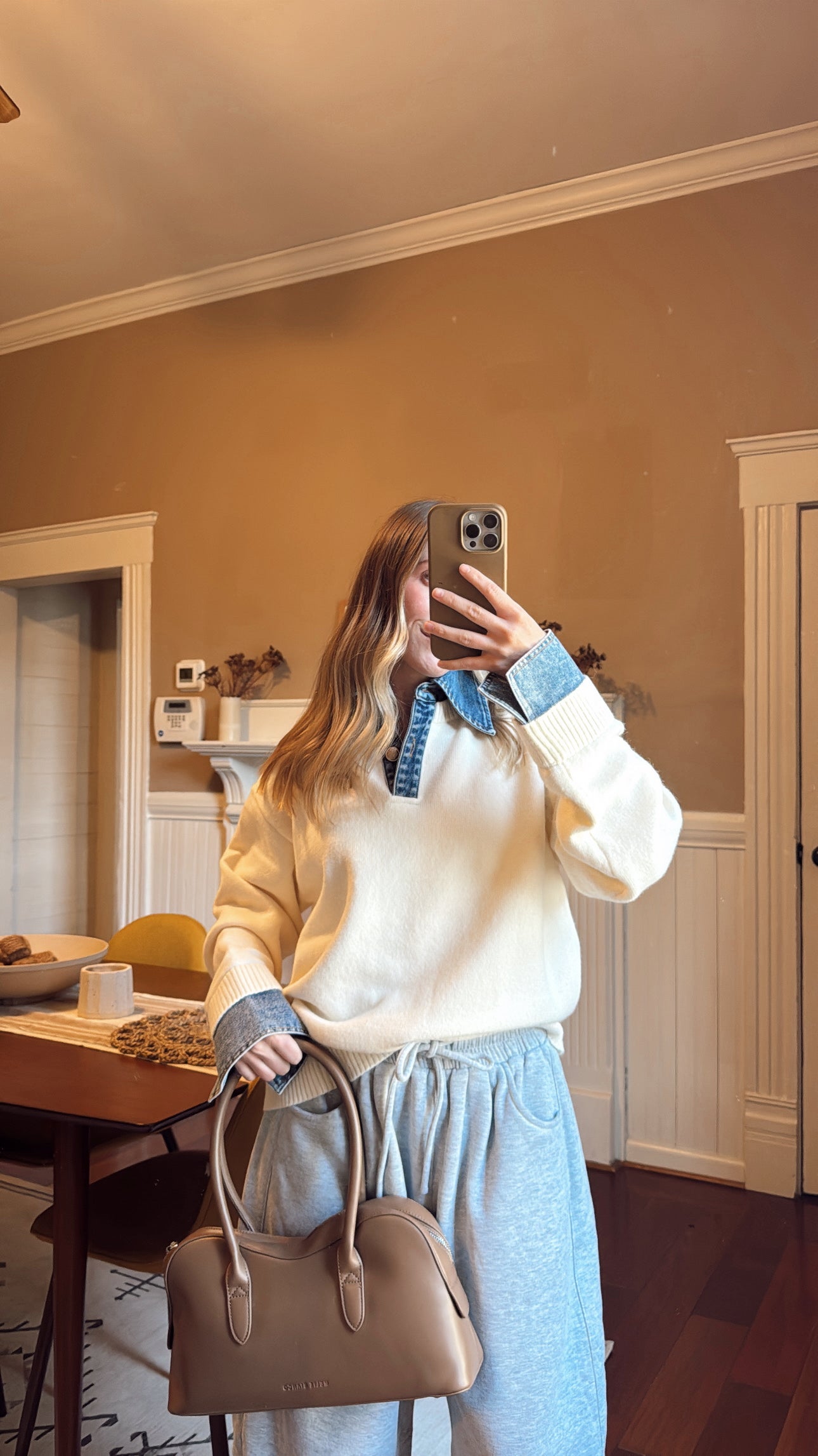 Emely Contrast Knit Top - Cream