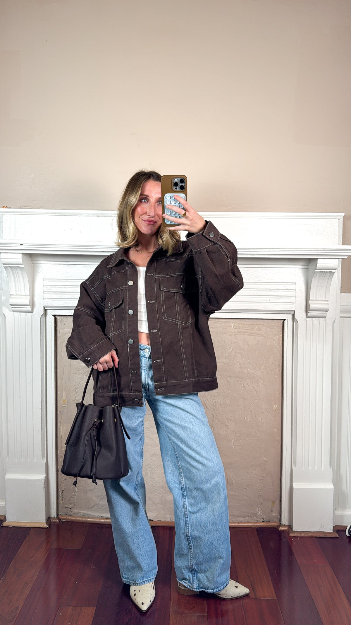 Oversized Twill Button Up Jacket