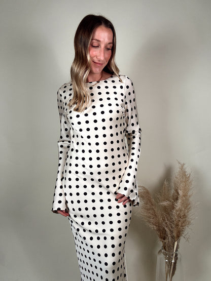 Polka Dot Satin Maxi Dress