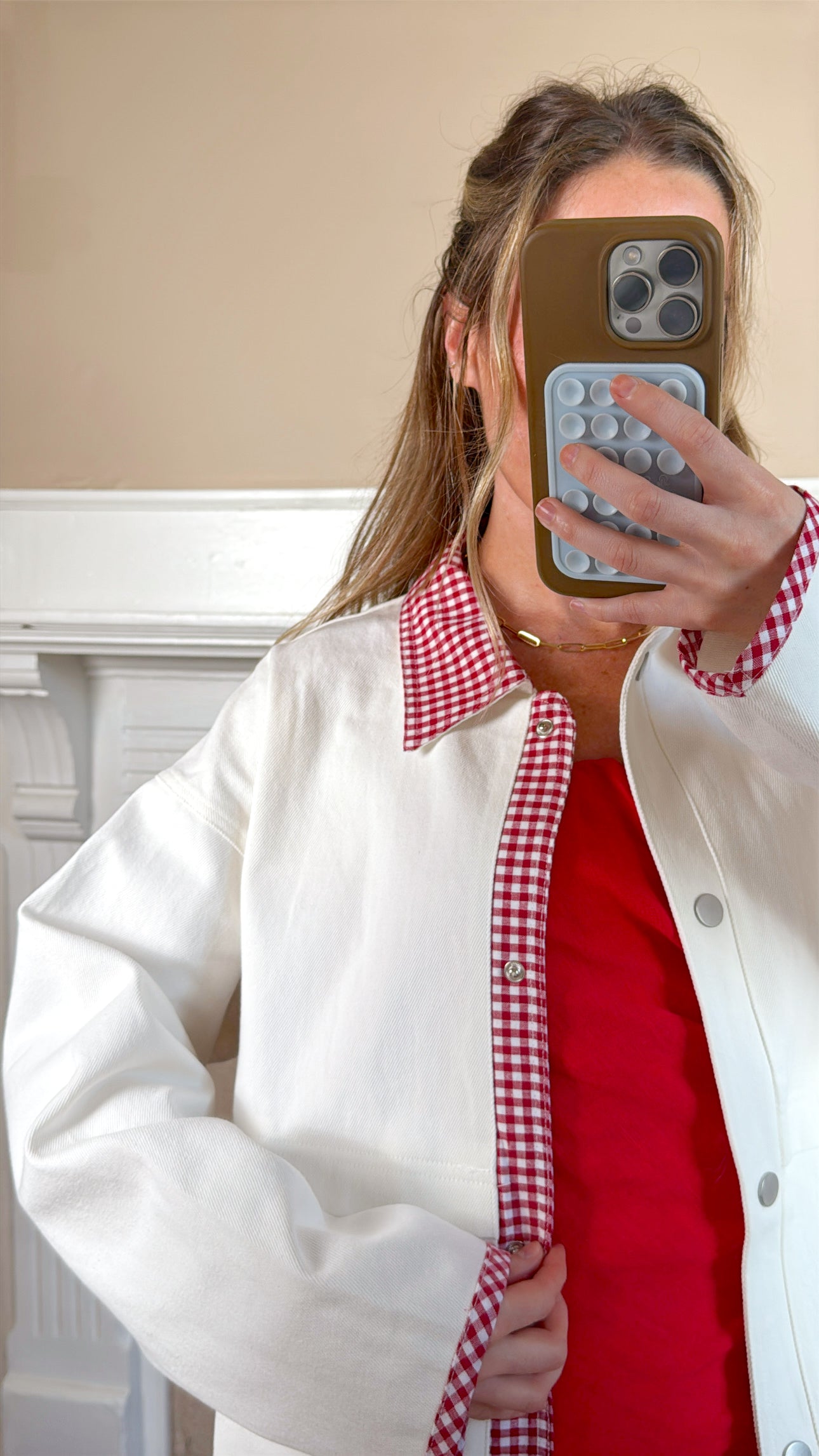Gingham Trim Jacket