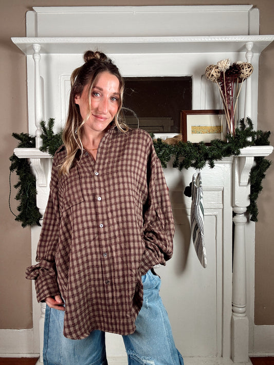 Mia Checkered Shirt - Brown
