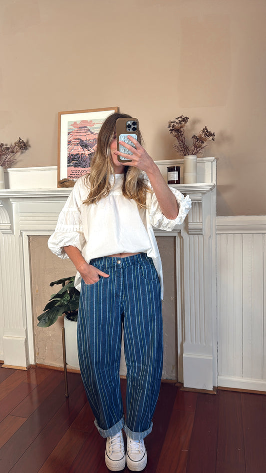 Striped Barrel Jeans