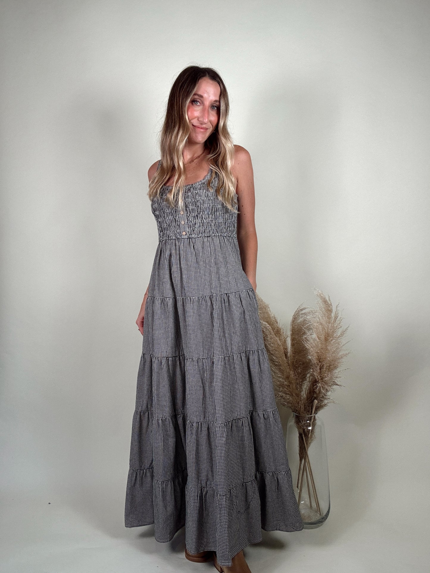 Preston Plaid Tiered Midi Dress