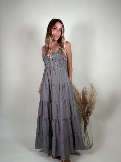 Preston Plaid Tiered Midi Dress