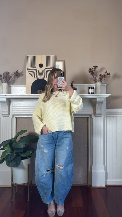 Cassie Crochet Sweater - Butter Yellow