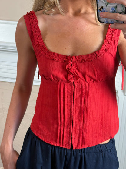 May Ruffle Trim Tie Back Top