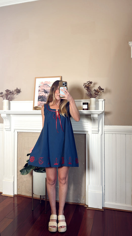 Nautical Tie Mini Dress