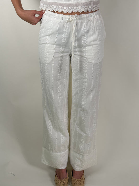 Broderie Drawstring Pants