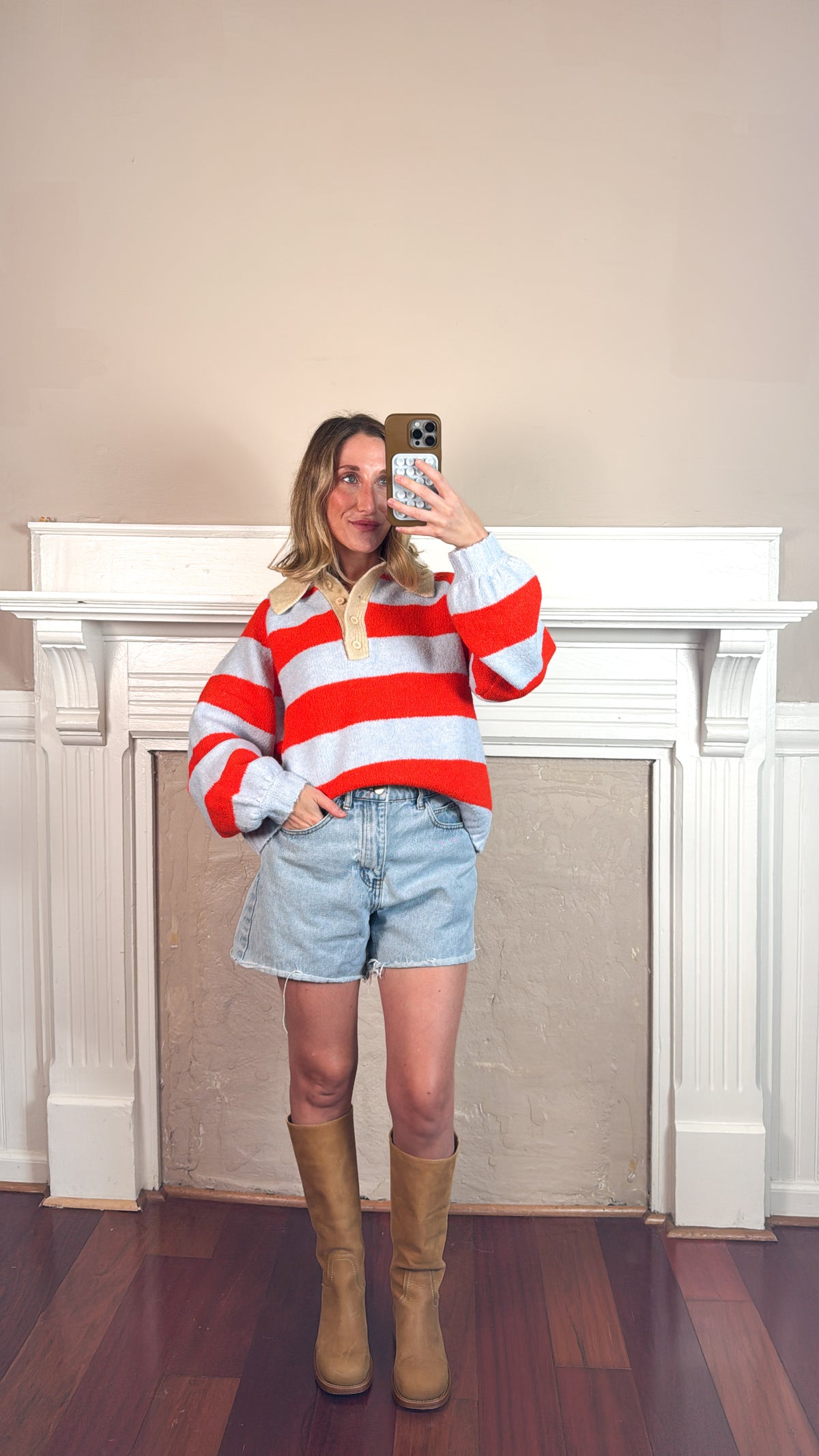Royce Striped Polo Color Block Henley Sweater