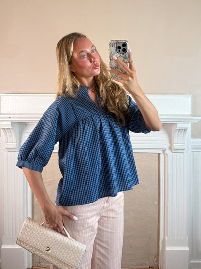 Midnight Gingham Blouse