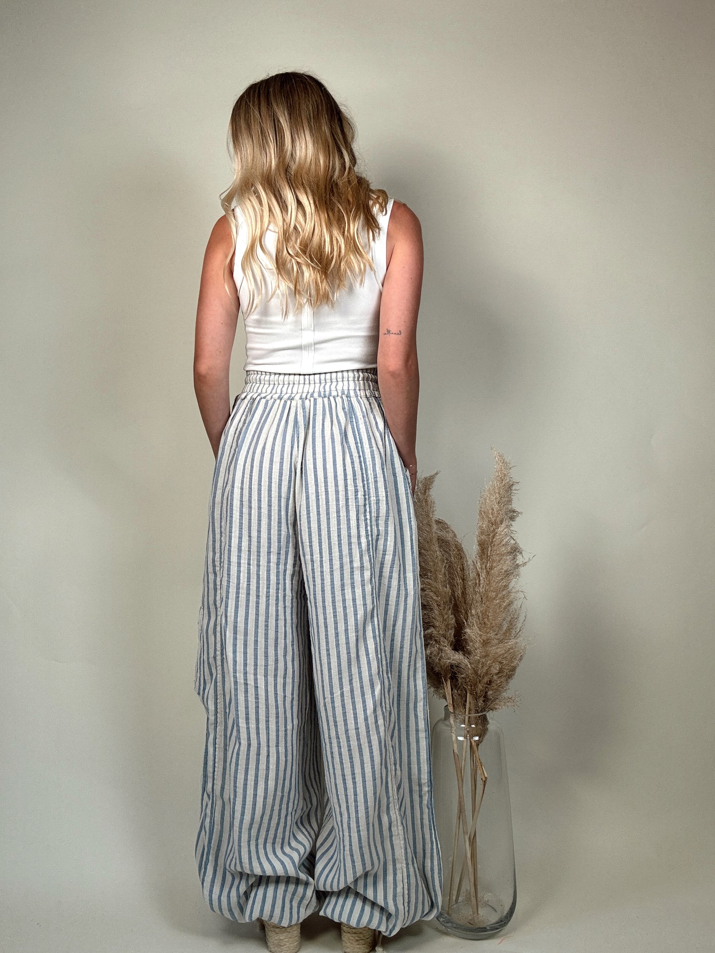 Relaxed Stripe Pure Cotton Trousers