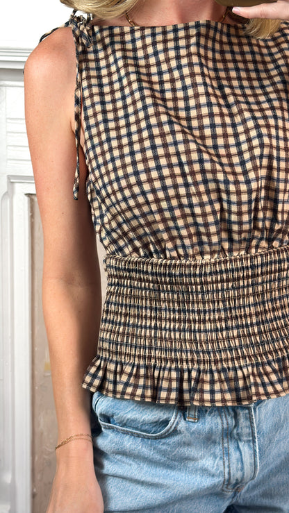 Gingham Smocked Tank