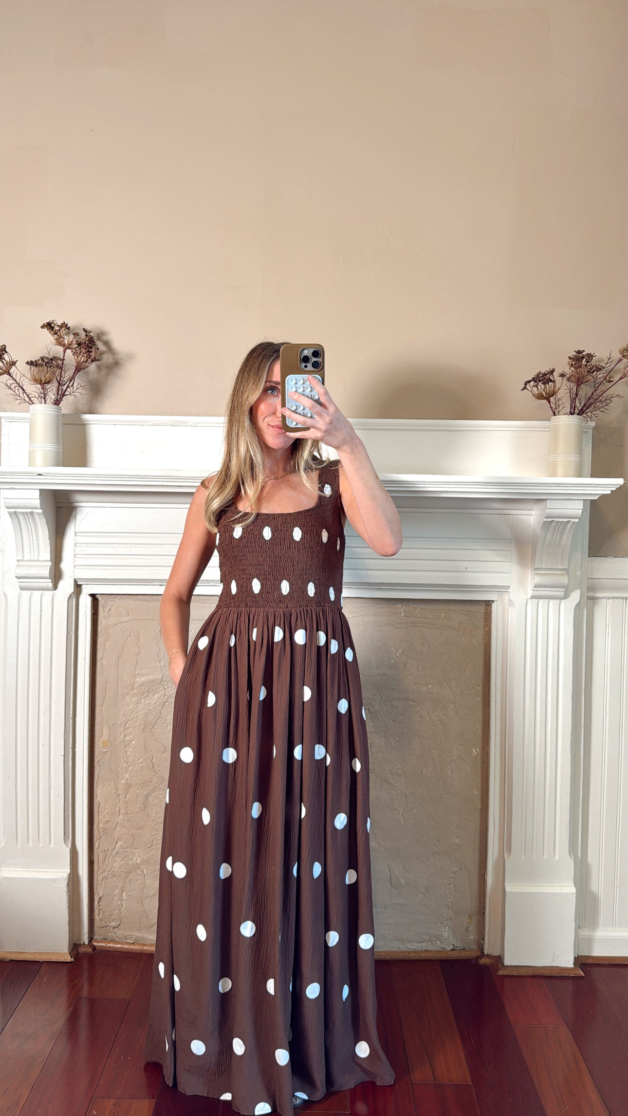 Polka Dot Smocked Dress