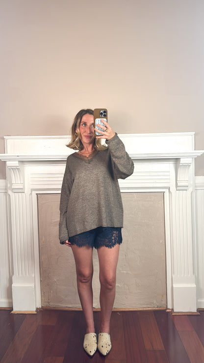 Long Sleeve Lace Knit Top
