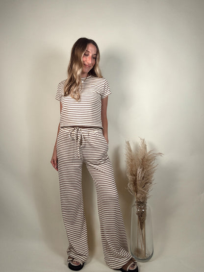 Sunday Lounge Striped Top and Pants Set
