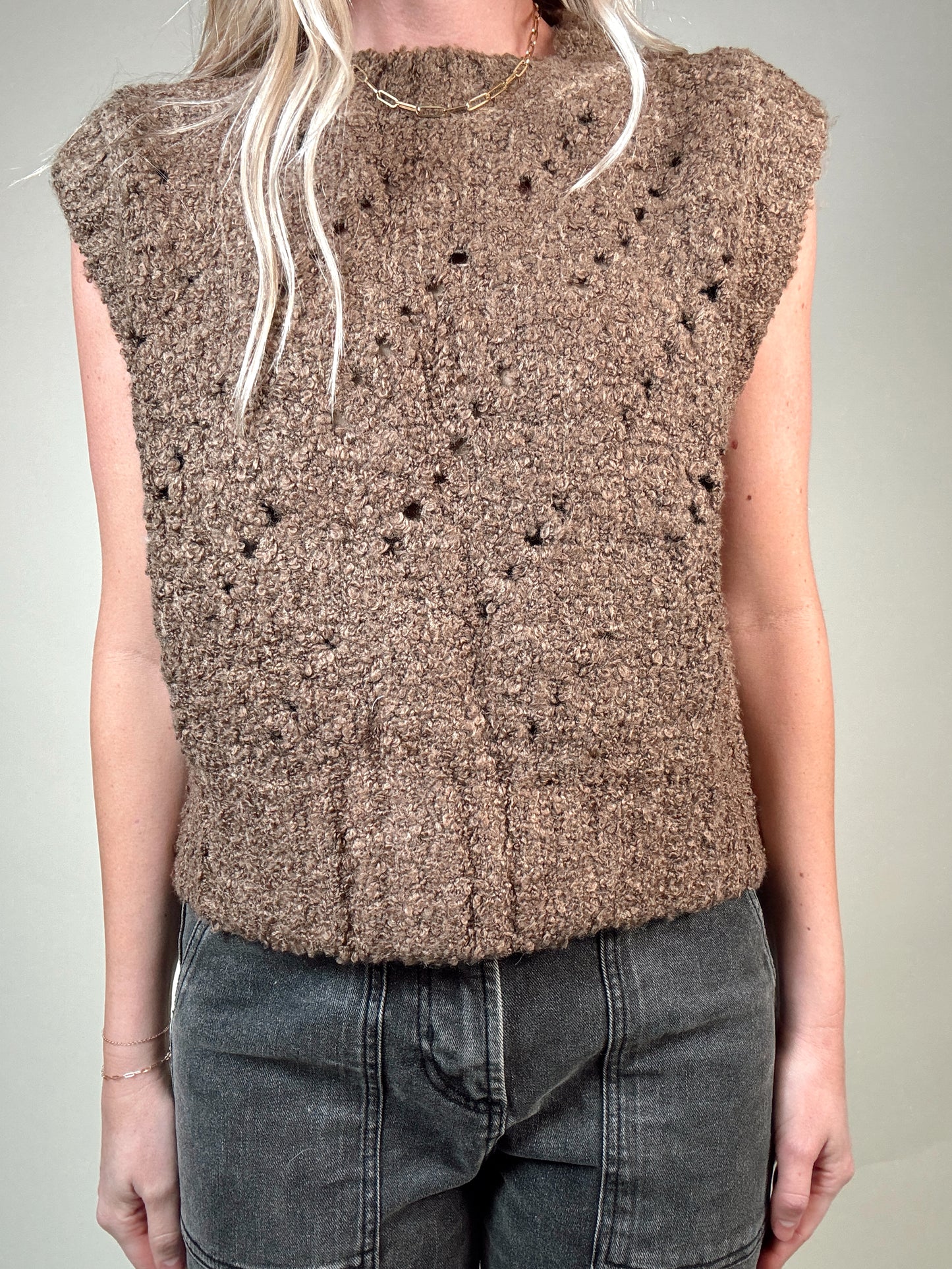 Kelsey Knit Vest - Brown