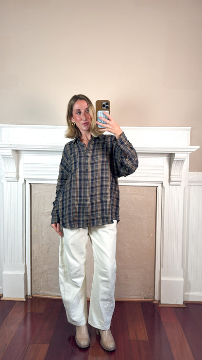 Oversized Plaid Shirt with Matching Scarf