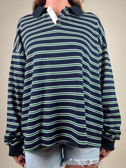 Navy Striped Rugby Top